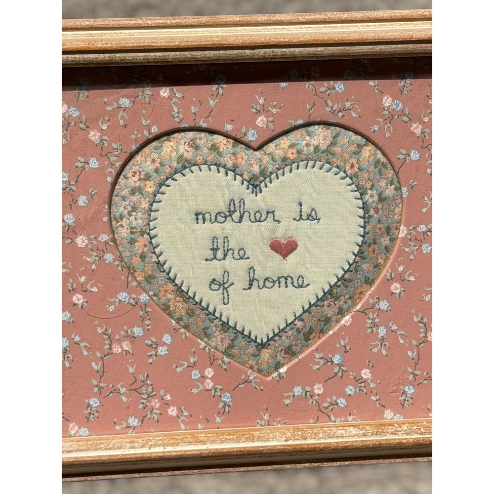 Vintage Cross Stitch Homewarmers by Valorie Framed Cottagecore Wall Decor Floral - Picture 3 of 7